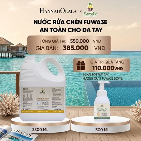  NƯỚC RỬA CHÉN FUWA3E ECO-ENZYME VỎ DỨA AN TOÀN CHO DA TAY 3.8L - DEAL 2_ D292 