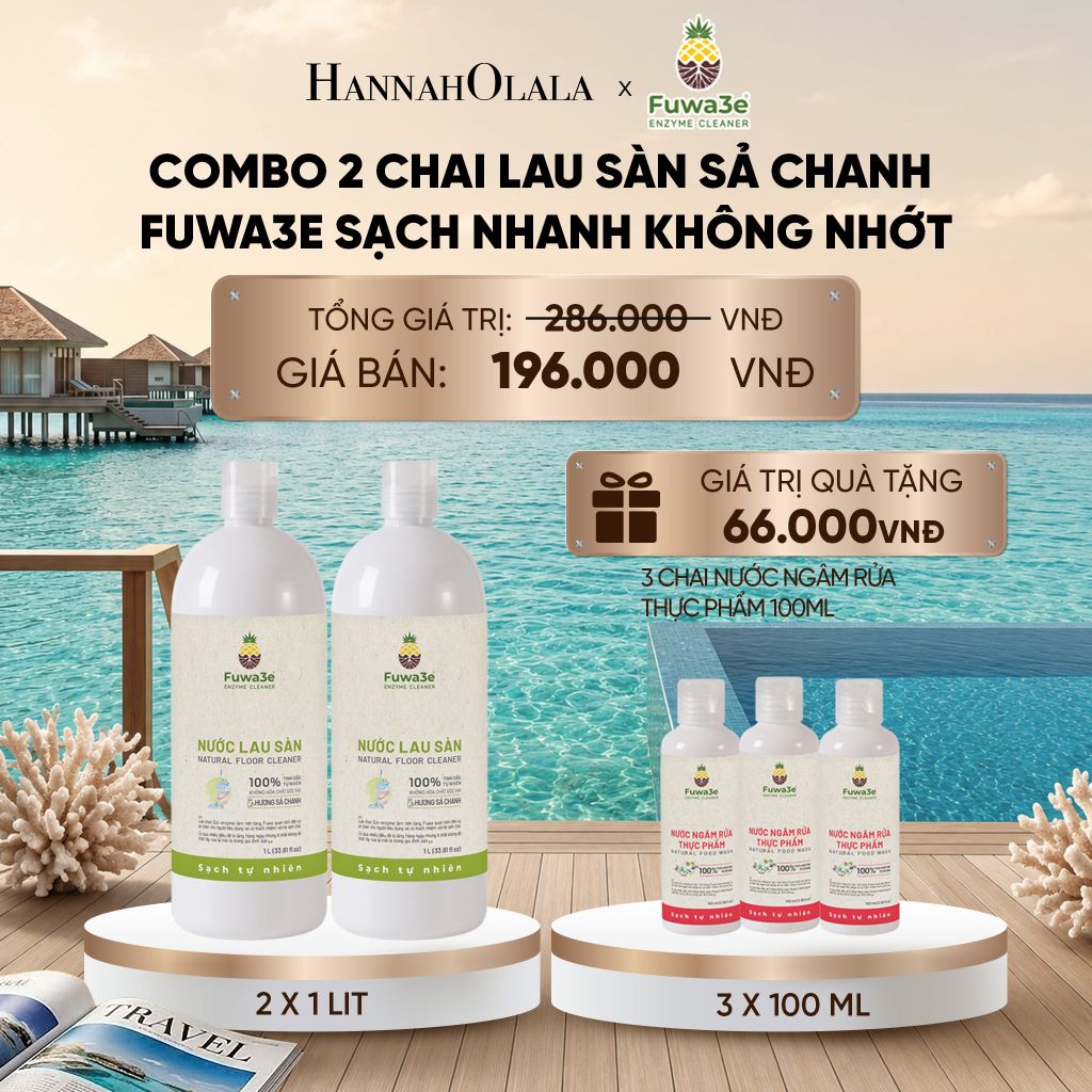  COMBO 2 NƯỚC LAU SÀN SẢ CHANH FUWA3E SẠCH NHANH KHÔNG NHỚT KHỬ MÙI HIỆU QUẢ 1L - DEAL 5_ D167 