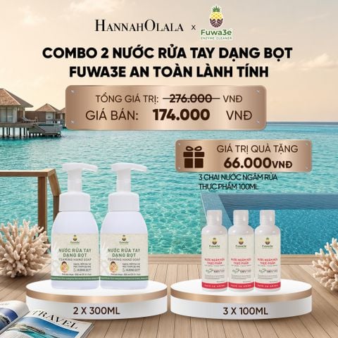  COMBO 2 NƯỚC RỬA TAY DẠNG BỌT FUWA3E 100% ECO-ENZYME TỪ VỎ DỨA 300ML - DEAL 7_ D168 
