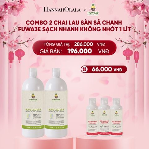  DEAL 10: COMBO 2 NƯỚC LAU SÀN SẢ CHANH FUWA3E SẠCH NHANH KHÔNG NHỚT, KHỬ MÙI HIỆU QUẢ 1L 