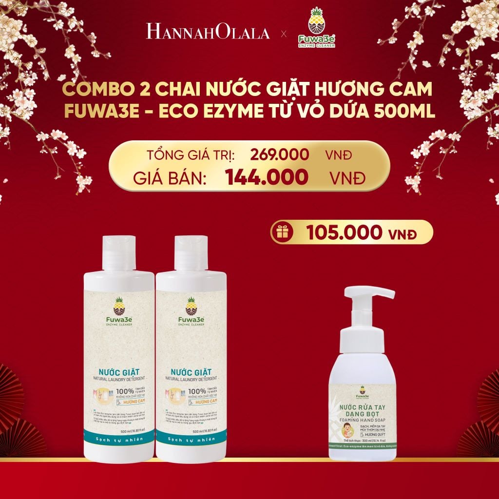  DEAL 10: COMBO 2 NƯỚC GIẶT CAM 500ML ECO - ENZYME TỪ VỎ DỨA 