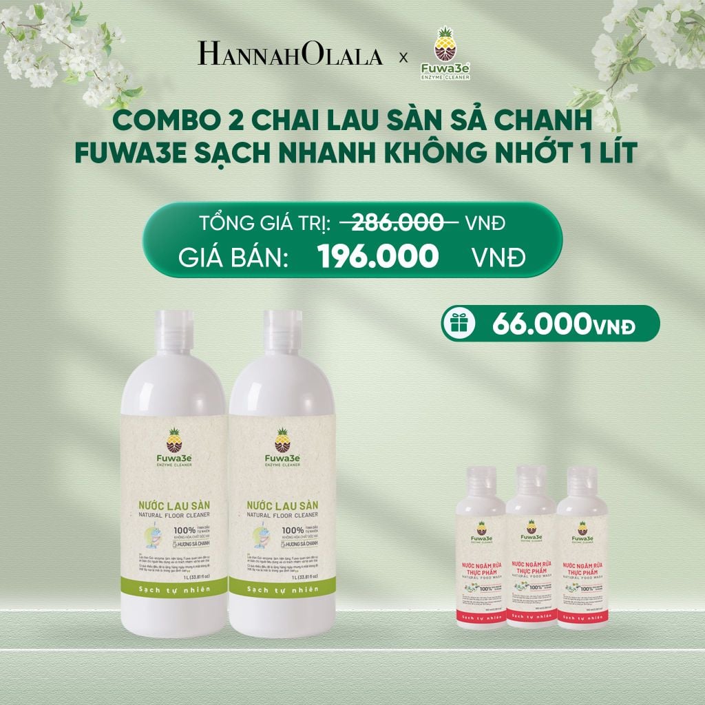  DEAL 10: COMBO 2 NƯỚC LAU SÀN SẢ CHANH FUWA3E SẠCH NHANH KHÔNG NHỚT, KHỬ MÙI HIỆU QUẢ 1L 