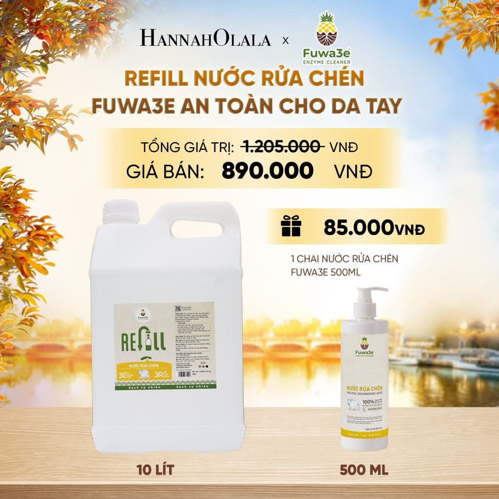  REFILL NƯỚC RỬA CHÉN FUWA3E ECO- ENZYME VỎ DỨA 10 LÍT - DEAL 11 - E643 