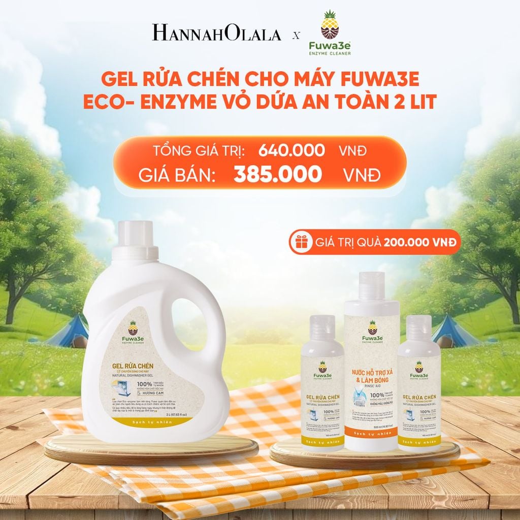  DEAL 11: GEL RỬA CHÉN CHO MÁY FUWA3E 100% ECO- ENZYME VỎ DỨA AN TOÀN 2 LIT 