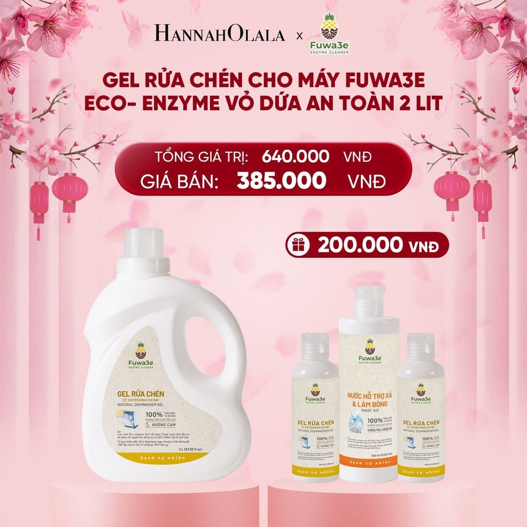  DEAL 11: GEL RỬA CHÉN CHO MÁY FUWA3E 100% ECO- ENZYME VỎ DỨA AN TOÀN 2 LIT 