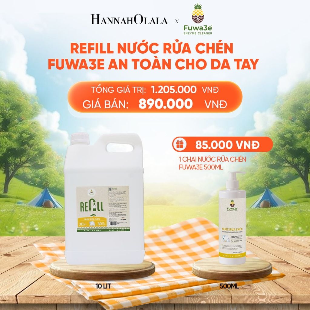  REFILL NƯỚC RỬA CHÉN FUWA3E ECO-ENZYME VỎ DỨA 10 LÍT - DEAL 11 