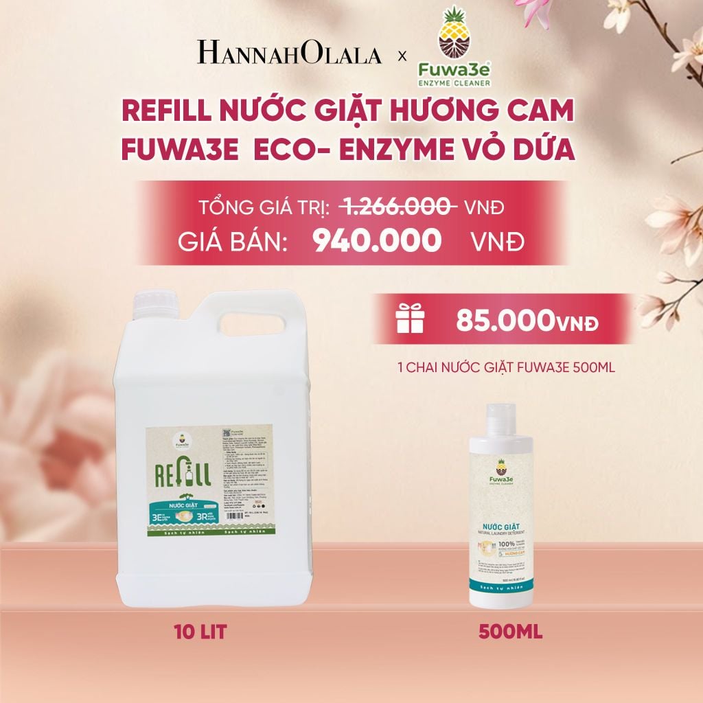  REFILL NƯỚC GIẶT CAM FUWA3E ECO-ENZYME VỎ DỨA 10 LÍT - DEAL 12 - A130 