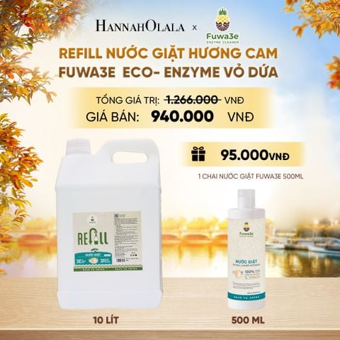  REFILL NƯỚC GIẶT CAM FUWA3E ECO- ENZYME VỎ DỨA 10 LÍT - DEAL 12 - E644 