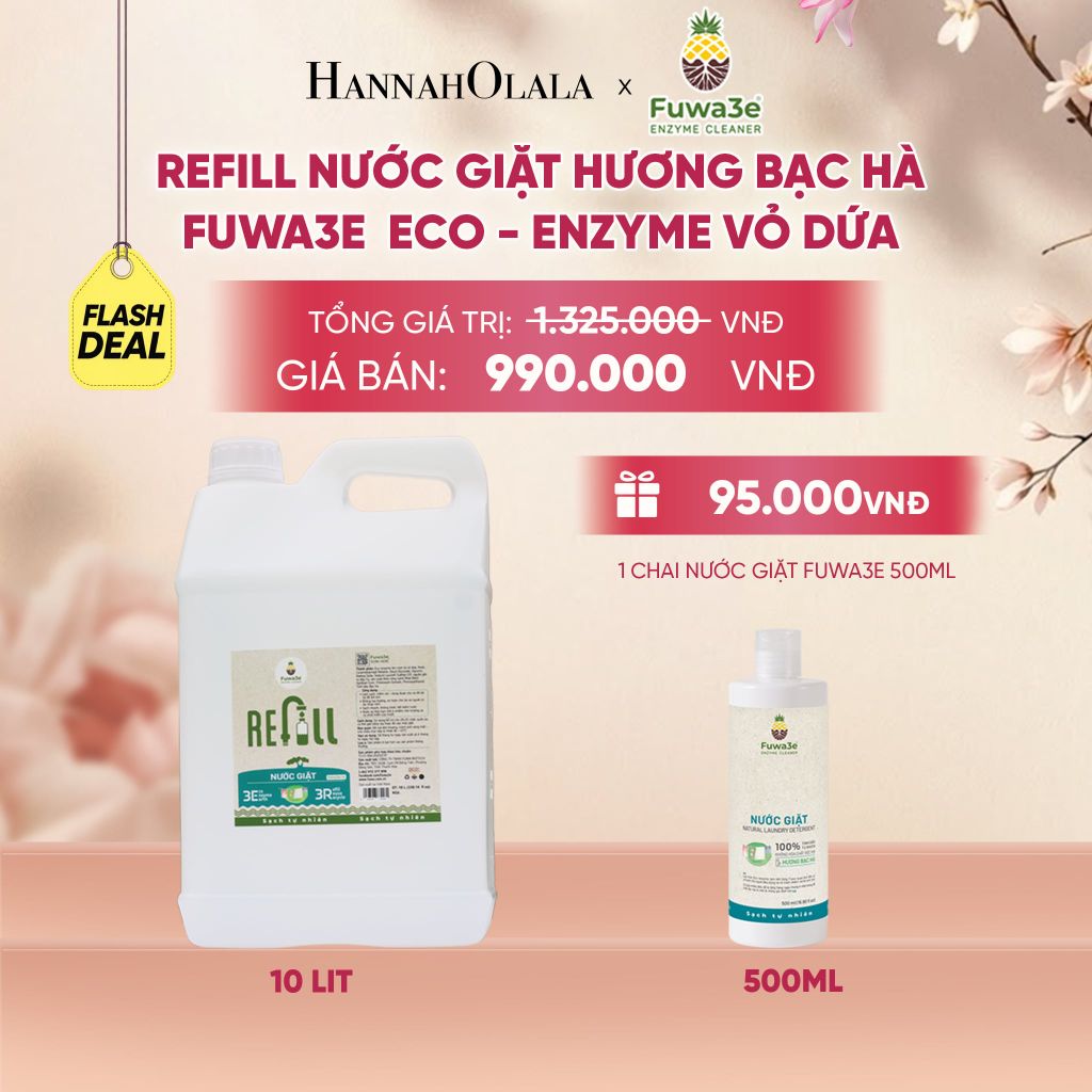  REFILL NƯỚC GIẶT BẠC HÀ FUWA3E ECO-ENZYME VỎ DỨA 10 LÍT - DEAL 13 - A131 