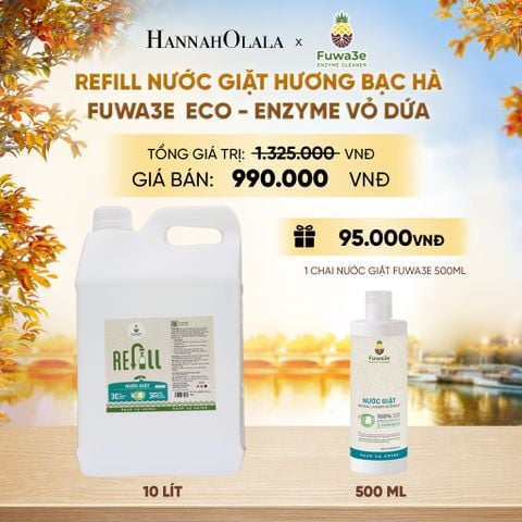  REFILL NƯỚC GIẶT BẠC HÀ FUWA3E ECO- ENZYME VỎ DỨA 10 LÍT - DEAL 13 - E645 