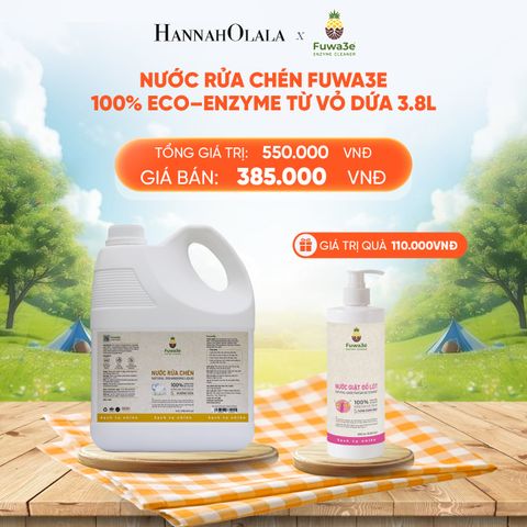  DEAL 2: NƯỚC RỬA CHÉN FUWA3E ECO- ENZYME VỎ DỨA AN TOÀN CHO DA TAY 3.8L 