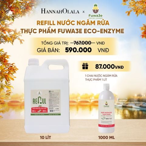  REFILL NƯỚC NGÂM RỬA THỰC PHẨM FUWA3E ECO- ENZYME VỎ DỨA 10 LÍT - DEAL 14 - E646 