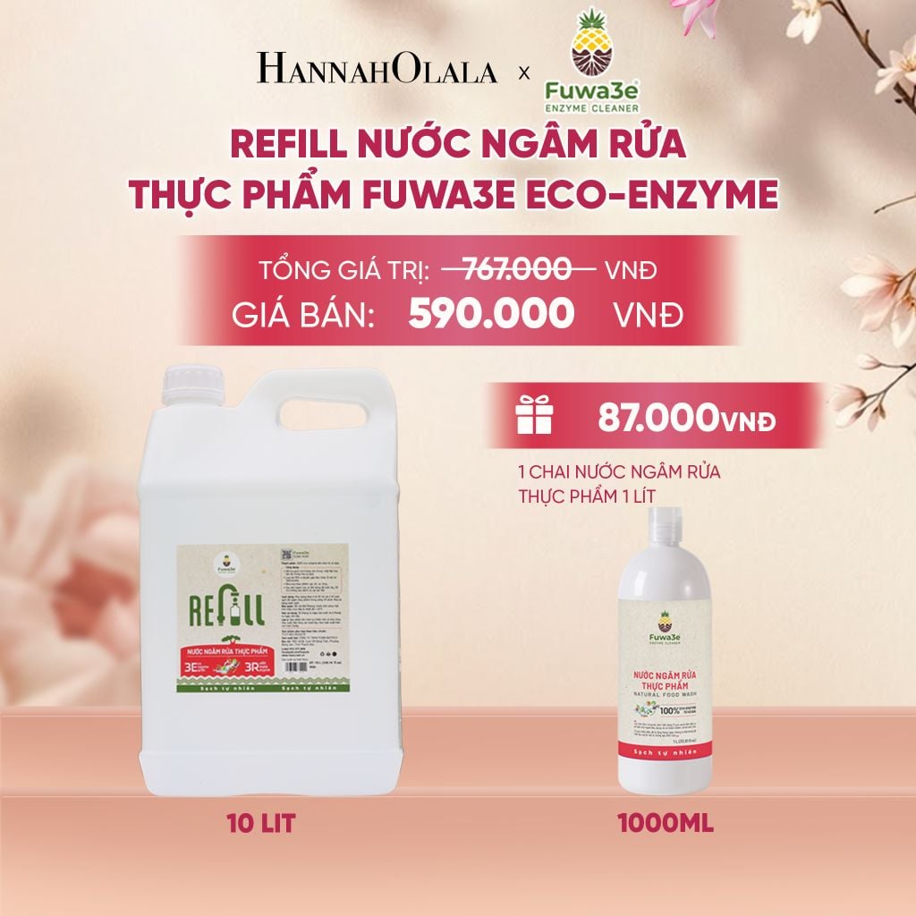  REFILL NƯỚC NGÂM RỬA THỰC PHẨM FUWA3E ECO-ENZYME VỎ DỨA 10 LÍT - DEAL 14 - A132 