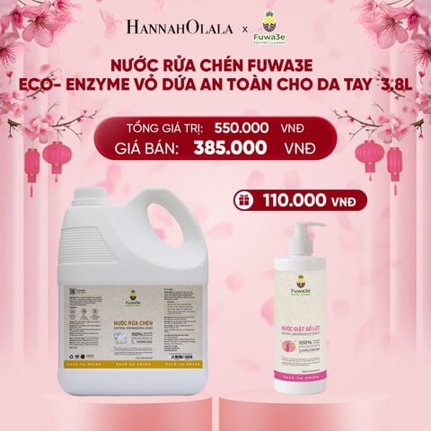  DEAL 2: NƯỚC RỬA CHÉN FUWA3E ECO- ENZYME VỎ DỨA AN TOÀN CHO DA TAY 3.8L 
