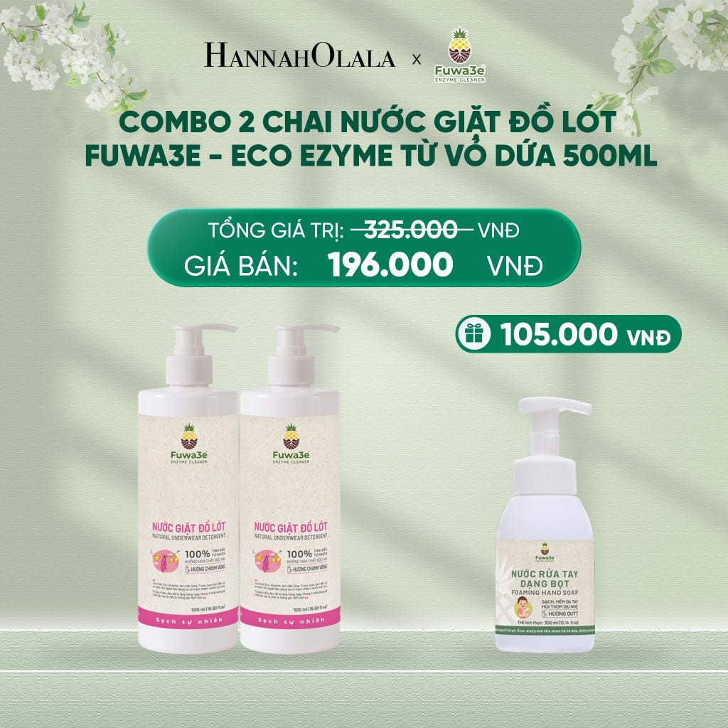  DEAL 15: COMBO 2 NƯỚC GIẶT ĐỒ LÓT FUWA3E ECO - ENZYME TỪ VỎ DỨA 