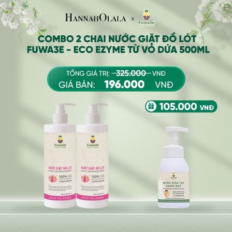  DEAL 15: COMBO 2 NƯỚC GIẶT ĐỒ LÓT FUWA3E ECO - ENZYME TỪ VỎ DỨA 