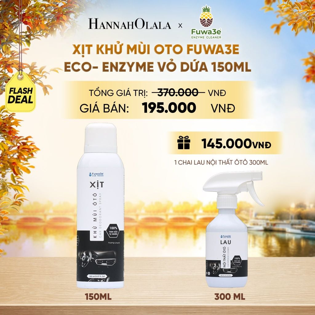  XỊT KHỬ MÙI OTO FUWA3E ECO- ENZYME VỎ DỨA 150ML - DEAL 16 - E648 