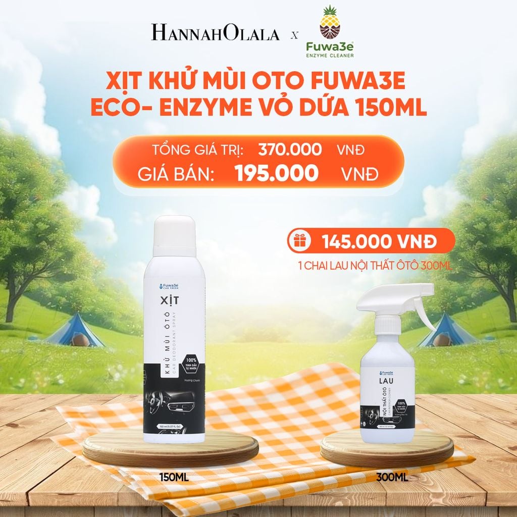  [FLASHDEAL] XỊT KHỬ MÙI OTO FUWA3E ECO- ENZYME VỎ DỨA 150ML - DEAL 16_E32 