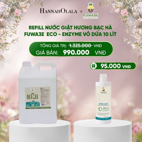  DEAL 16: REFILL NƯỚC GIẶT BẠC HÀ FUWA3E ECO- ENZYME VỎ DỨA 10 LÍT 