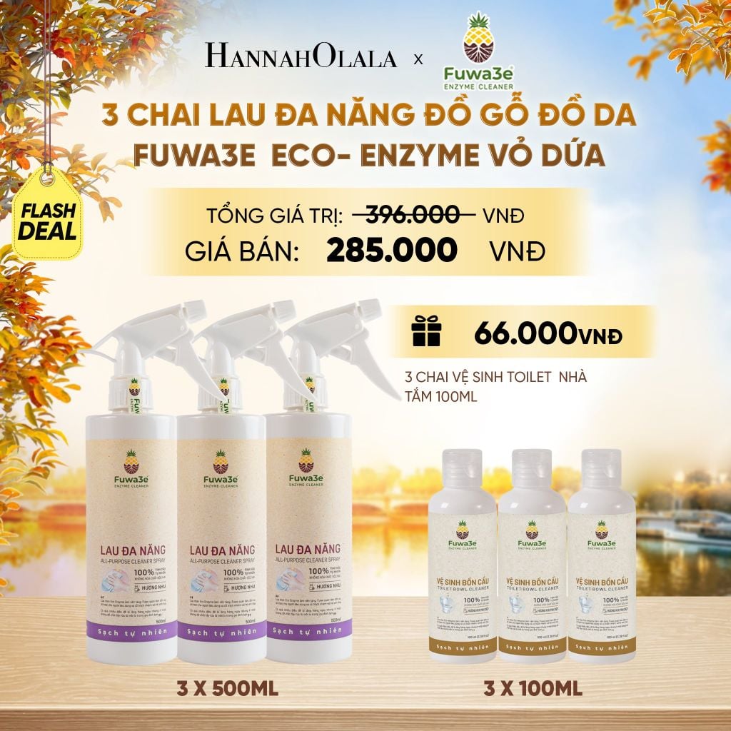  COMBO 3 LAU ĐA NĂNG BẾP ĐỒ GỖ ĐỒ DA FUWA3E ECO- ENZYME VỎ DỨA - DEAL 17 - E649 