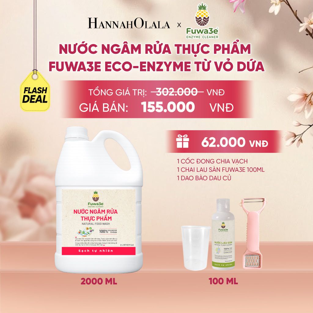  NƯỚC NGÂM RỬA THỰC PHẨM FUWA3E LÀM SẠCH RAU CỦ QUẢ, KHỬ MÙI CÁ THỊT 2L - DEAL 18 - A135 