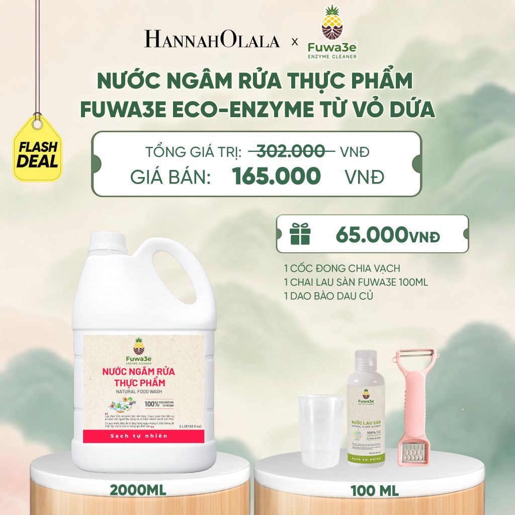  NƯỚC NGÂM RỬA THỰC PHẨM FUWA3E LÀM SẠCH RAU CỦ QUẢ, KHỬ MÙI CÁ THỊT 2L - DEAL 18 - A1946 