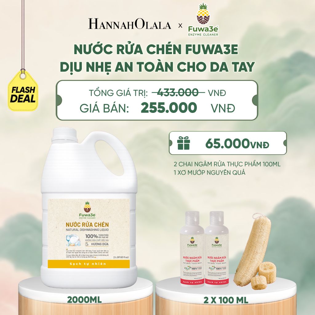  NƯỚC RỬA CHÉN FUWA3E ECO- ENZYME VỎ DỨA AN TOÀN CHO DA TAY 2L - DEAL 19 - A1947 