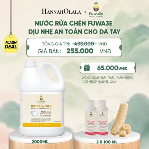  NƯỚC RỬA CHÉN FUWA3E ECO- ENZYME VỎ DỨA AN TOÀN CHO DA TAY 2L - DEAL 19 - A1947 