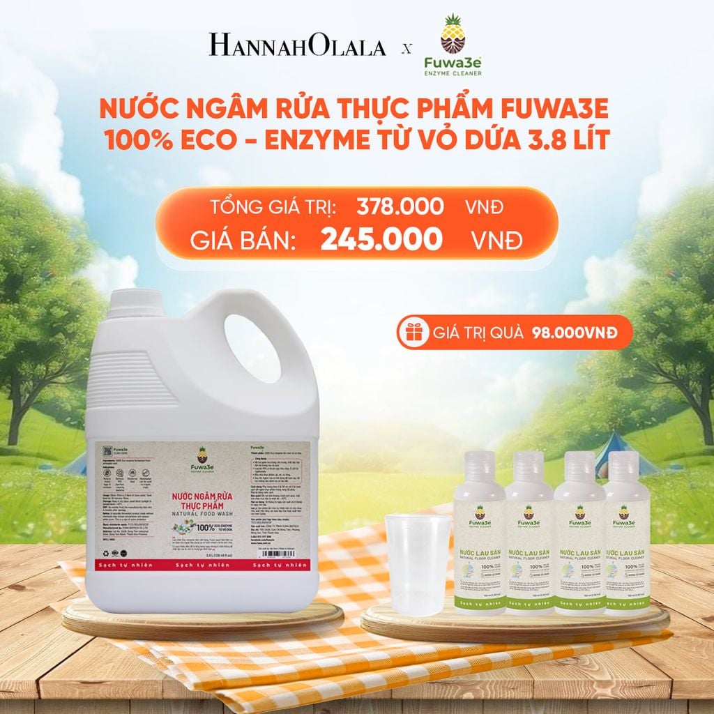  DEAL 1: NƯỚC NGÂM RỬA THỰC PHẨM FUWA3E LÀM SẠCH RAU CỦ QUẢ, KHỬ MÙI CÁ THỊT 3.8L 