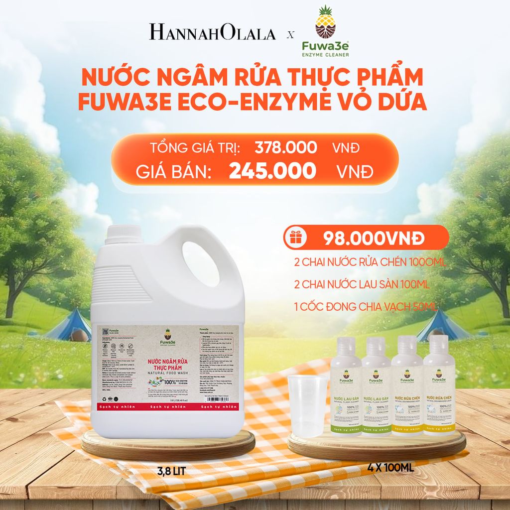  NƯỚC NGÂM RỬA THỰC PHẨM FUWA3E LÀM SẠCH RAU CỦ QUẢ KHỬ MÙI CÁ THỊT 3.8L - DEAL 1_E17 