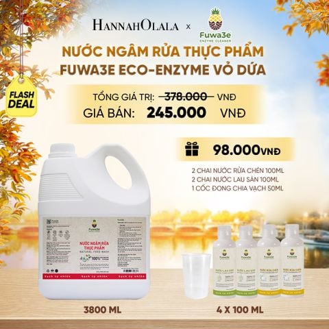  NƯỚC NGÂM RỬA THỰC PHẨM FUWA3E LÀM SẠCH RAU CỦ QUẢ, KHỬ MÙI CÁ THỊT 3.8L - DEAL 1 - E641 