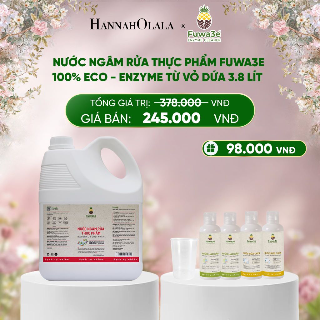  E1129_DEAL 1: NƯỚC NGÂM RỬA THỰC PHẨM FUWA3E LÀM SẠCH RAU CỦ QUẢ, KHỬ MÙI CÁ THỊT 3.8L 