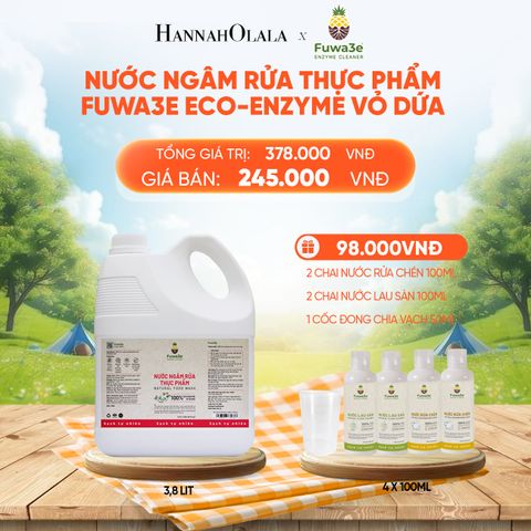  NƯỚC NGÂM RỬA THỰC PHẨM FUWA3E LÀM SẠCH RAU CỦ QUẢ KHỬ MÙI CÁ THỊT 3.8L - DEAL 1_E17 