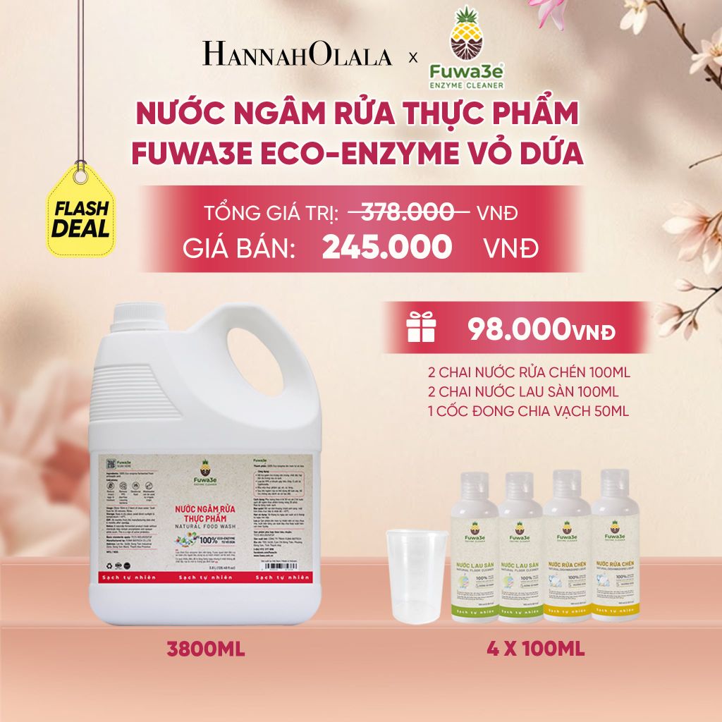  NƯỚC NGÂM RỬA THỰC PHẨM FUWA3E LÀM SẠCH RAU CỦ QUẢ, KHỬ MÙI CÁ THỊT 3.8L - DEAL 1 - A127 