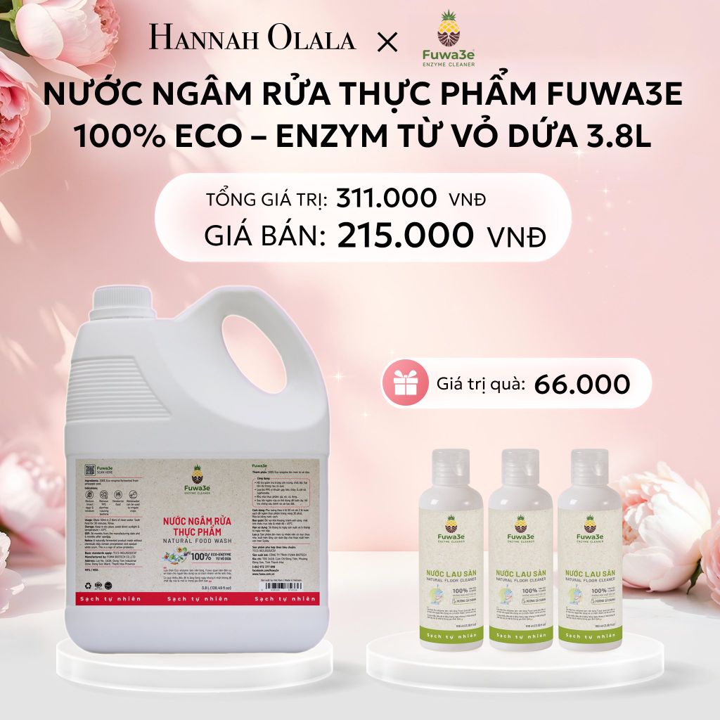  E443: DEAL 1: NƯỚC NGÂM RỬA THỰC PHẨM FUWA3E LÀM SẠCH RAU CỦ QUẢ, KHỬ MÙI CÁ THỊT 3.8L 