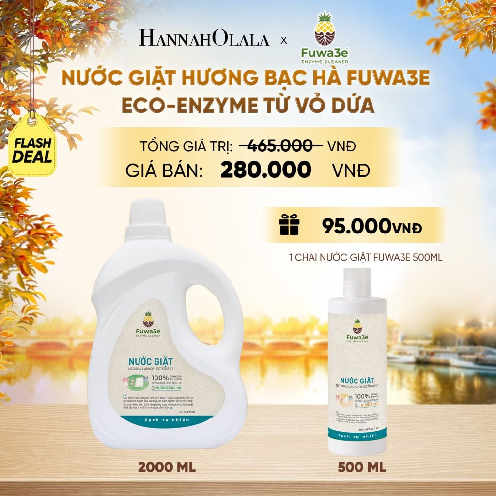  NƯỚC GIẶT BẠC HÀ FUWA3E ECO- ENZYME VỎ DỨA 2 LÍT - DEAL 20 - E653 