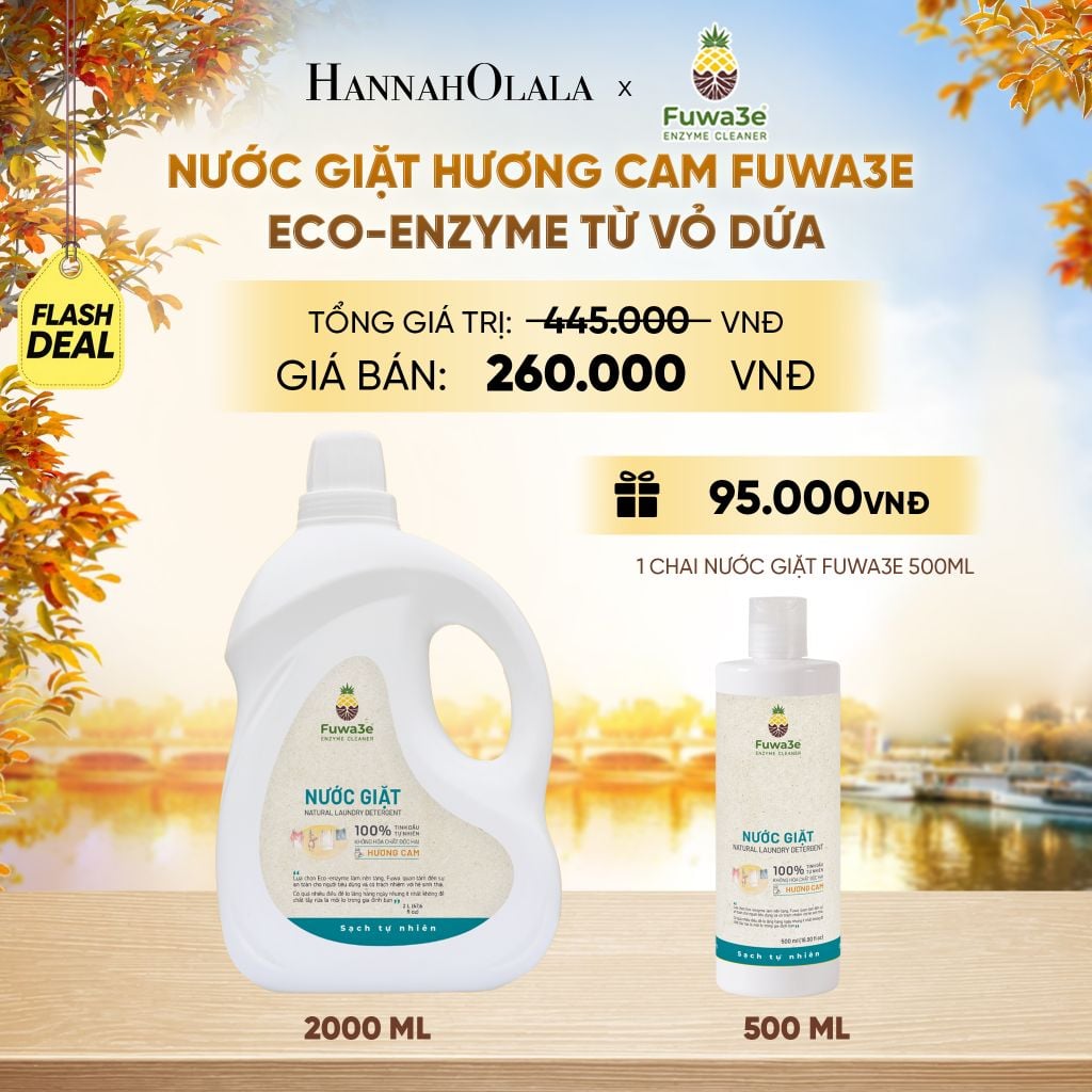  NƯỚC GIẶT CAM FUWA3E ECO- ENZYME VỎ DỨA 2 LÍT - DEAL 21 - E654 