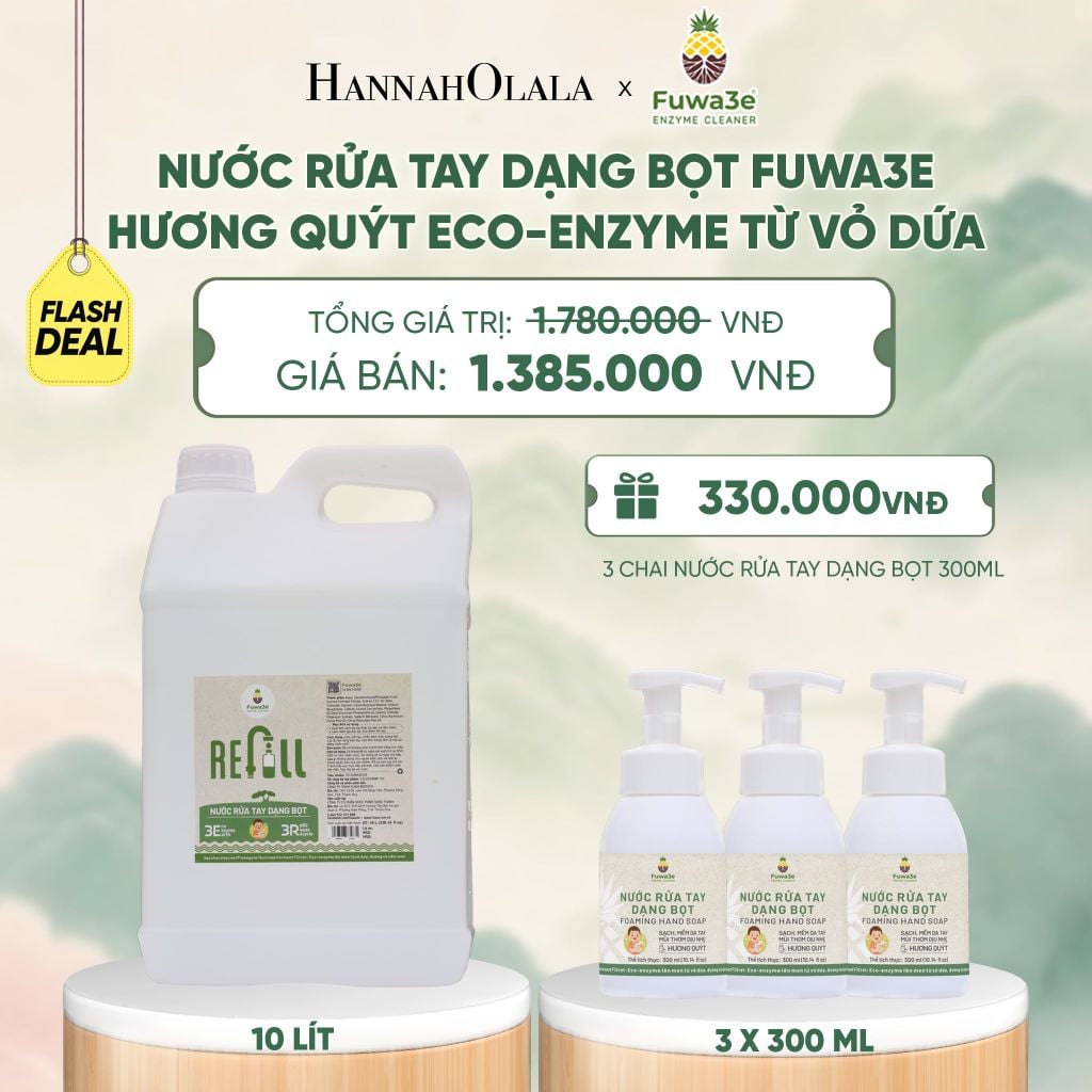  NƯỚC RỬA TAY FUWA3E ECO-ENZYME VỎ DỨA REFILL 10 LÍT - DEAL 23 - A1952 