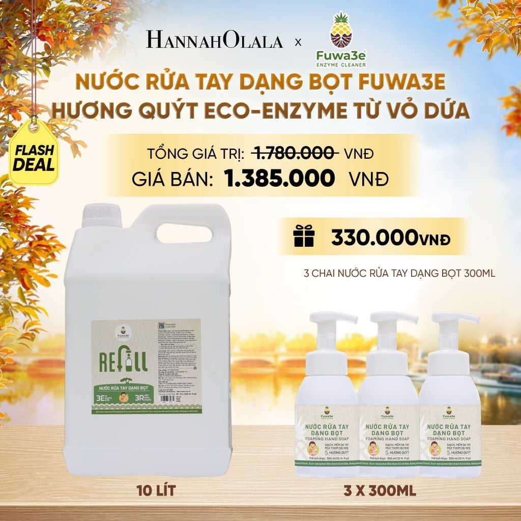  NƯỚC RỬA TAY FUWA3E ECO-ENZYME VỎ DỨA REFILL 10 LÍT - DEAL 23 - E656 
