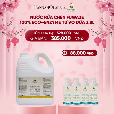  DEAL 2: NƯỚC RỬA CHÉN FUWA3E ECO- ENZYME VỎ DỨA AN TOÀN CHO DA TAY 3.8L 