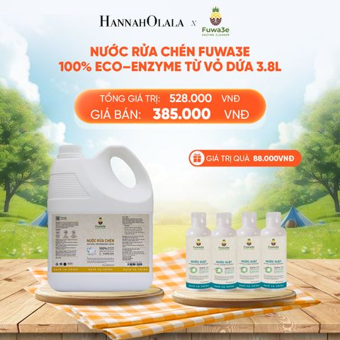  DEAL 2: NƯỚC RỬA CHÉN FUWA3E ECO- ENZYME VỎ DỨA AN TOÀN CHO DA TAY 3.8L 