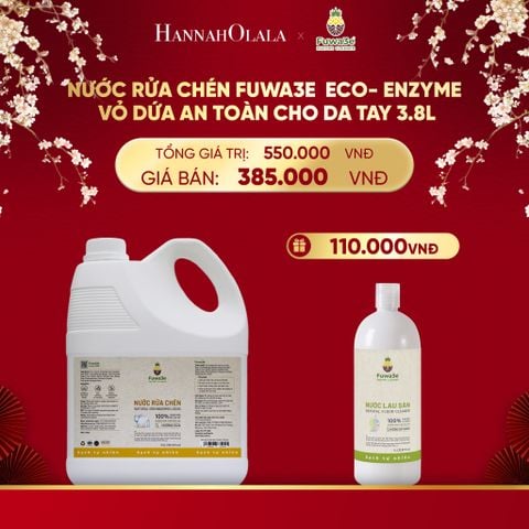  DEAL 2: NƯỚC RỬA CHÉN FUWA3E ECO- ENZYME VỎ DỨA AN TOÀN CHO DA TAY 3.8L 