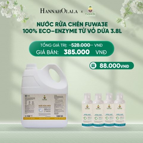  DEAL 2: NƯỚC RỬA CHÉN FUWA3E ECO- ENZYME VỎ DỨA AN TOÀN CHO DA TAY 3.8L 