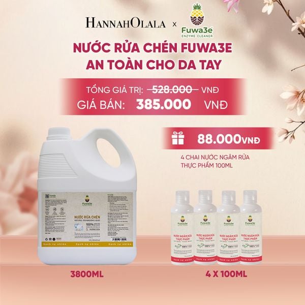  NƯỚC RỬA CHÉN FUWA3E ECO-ENZYME VỎ DỨA AN TOÀN CHO DA TAY 3.8L - DEAL 2 - A218 