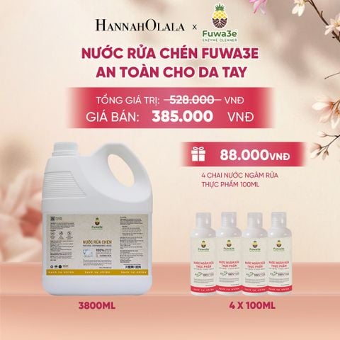  NƯỚC RỬA CHÉN FUWA3E ECO-ENZYME VỎ DỨA AN TOÀN CHO DA TAY 3.8L - DEAL 2 - A218 