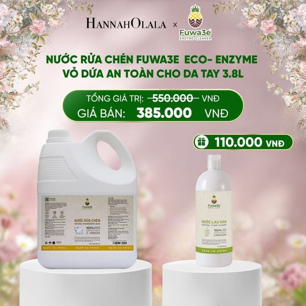  E1128_DEAL 2: NƯỚC RỬA CHÉN FUWA3E ECO- ENZYME VỎ DỨA AN TOÀN CHO DA TAY 3.8L 