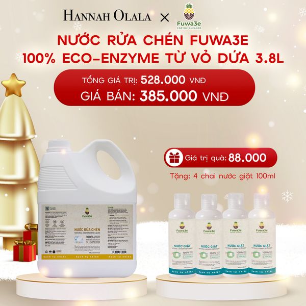  A54_DEAL 2: NƯỚC RỬA CHÉN FUWA3E ECO- ENZYME VỎ DỨA AN TOÀN CHO DA TAY 3.8L 