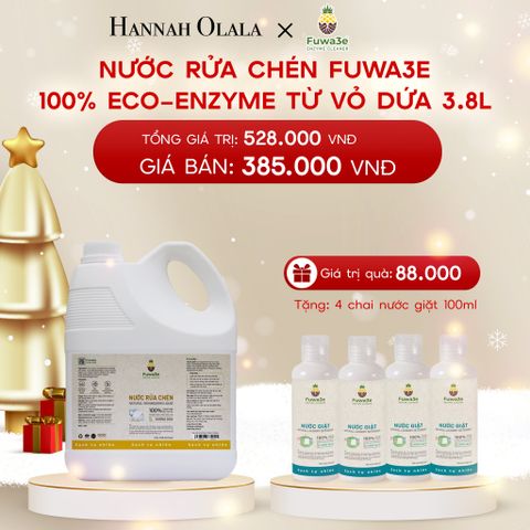  A54_DEAL 2: NƯỚC RỬA CHÉN FUWA3E ECO- ENZYME VỎ DỨA AN TOÀN CHO DA TAY 3.8L 