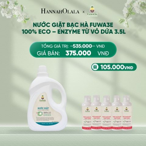  DEAL 3: NƯỚC GIẶT BẠC HÀ FUWA3E PHÙ HỢP CHO ĐỒ LÓT ĐỒ LỤA VÀ AN TOÀN CHO EM BÉ 3.5L 