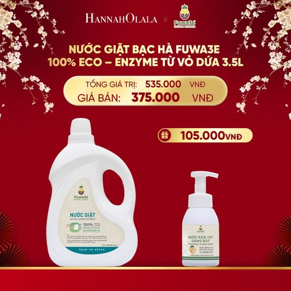  DEAL 3: NƯỚC GIẶT BẠC HÀ FUWA3E PHÙ HỢP CHO ĐỒ LÓT ĐỒ LỤA VÀ AN TOÀN CHO EM BÉ 3.5L 